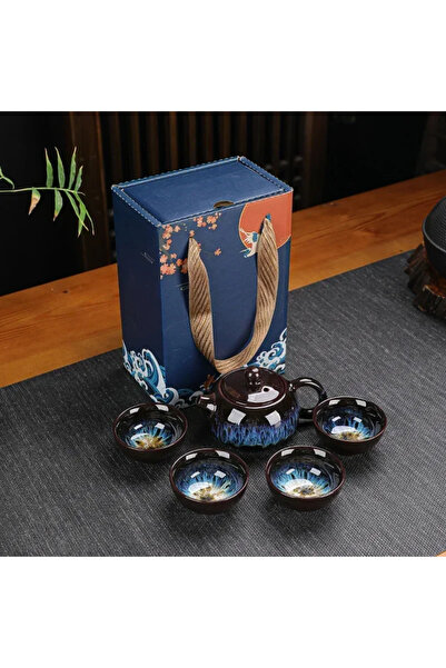 Choice1 B 5PCS Handmade Kiln Change Ceramic Tea Set 1 Teapot 4 Cups Elegant C...