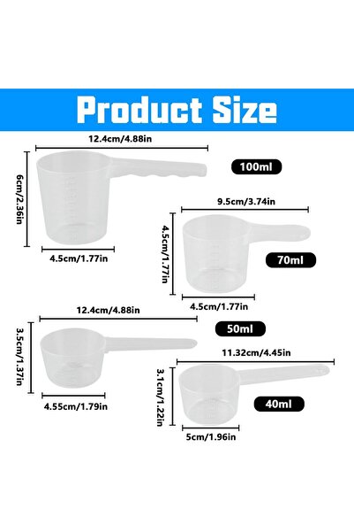 Choice Clear 4-Piece Measuring Spoon Set - 40/50/70/100ml Plastic Scoops for ...