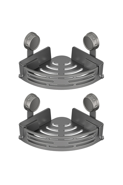 Choice1 Double Gray 2pcs Suction Cup Triangular Baskets,Corner Shower Shelf,W...