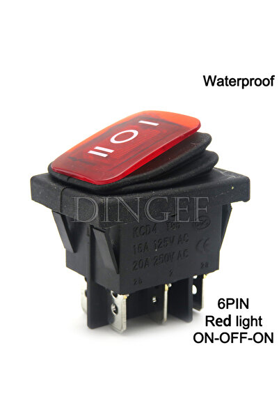 Choice6 1PCS 6PIN-3 Red 1PCS KCD4 Waterproof Latching Rocker Toggle Switch 4P...