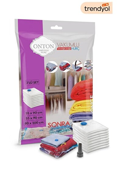Onton 3'lü Karışık Boy Vakumlu Hurç Seti - (2 Adet 55x90 cm + 1 Adet 80x100 cm