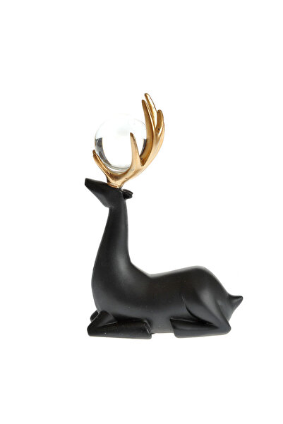 meli melo Statueta cerb negru cu coarne aurii 18 cm