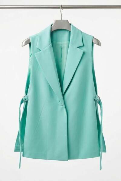 Raneel Kazançlı Alışveriş Women's Open-Sided Double-Breasted Jacket / Vest Mint
