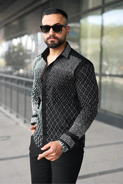 BAYIM Erkek Slim-Fit Full Taşlı "Diamond Cut" Tasarım Premium Gömlek