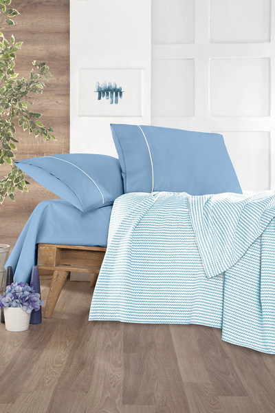 Monolisse Set confortabil de lenjerie de pat dublu, turcoaz închis, 200*230 cm