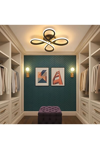 Elektroyou Salda Modern Siyah Plafonyer Ultra Power Beyaz Ledli Avize - Çap 4...