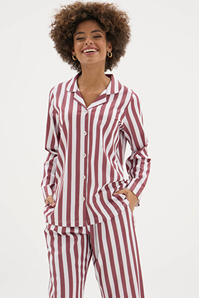 KLY New Top Quality Women's Apaj Collar Women's Gaffur Patterned Pajama Set