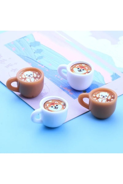 Choice 10pcs mix 10pcs Cute Animal Dog Fox Coffee Cup Charms for Jewelry Maki...