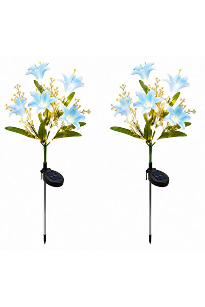 LILY Set de 2 lămpi solare LED albastre pentru iluminat decorativ exterior de...