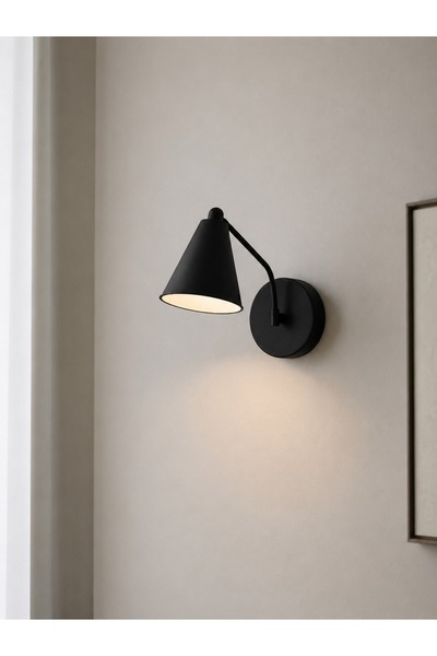 avizade ARTE Siyah Metal Pilli Duvar Apliği – Modern Minimalist Dekoratif Ayd...