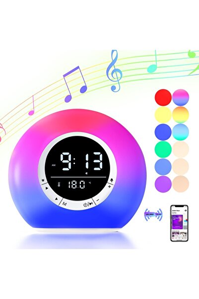 Velaris Lampă-ceas LED Bluetooth P11 - Rotundă Multicoloră - Relaxare și Alarmă