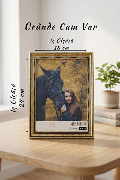 Asya Çerçeve Antique Elegant 18X24 cm Photo Frame with Glass and Stand Decora...