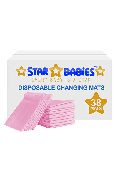 STAR BABiES - وسادات تغيير الحفاضات للاستخدام مرة واحدة 38 قطعة - وردي