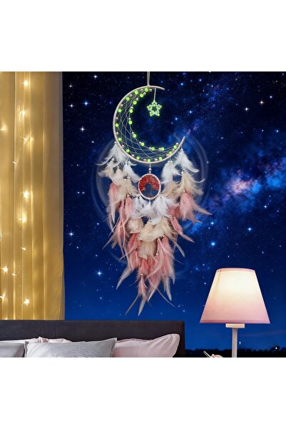 Choice1 Pink 1Pc Moon Dream Catcher Handmade for Bedroom Feather Dream Catche...