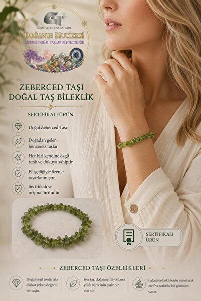 GÜMÜŞTEL EL SANATLARI Certified Zeberced Bracelet Natural Stone