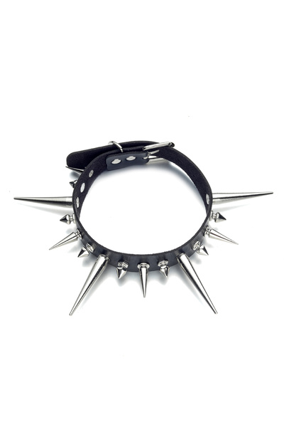 Choice1 black Long Spiked Choker Punk Faux Leather Collar For Women Men Giant...
