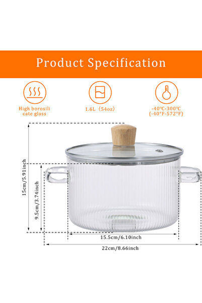 Choice1 Type A 2.5L/3.5L Glass Cooking Pot with Cover Dust-proof Simmer Pot f...