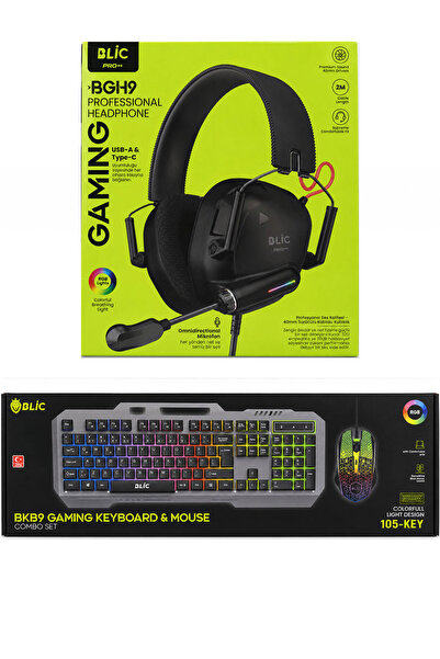 Blic 3'lü Oyuncu Seti BKB9 RGB Mekanik Hisli Klavye Mouse Combo Set & BGH9 Ty...