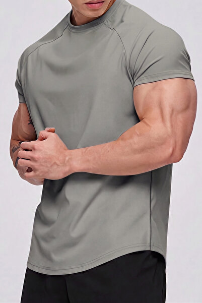 GENIUS STORE Men's Sports T-Shirt Running Sports Gym Raglan Oval Cut Combed C...