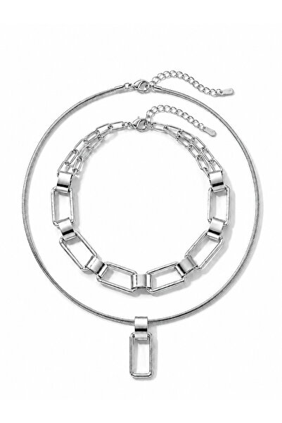 Vi store Steel Silver Monaco Necklace Set