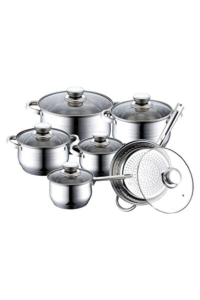 Bachmayer BM-1205 Stainless Steel Cookware Set, 12 Pieces, Induction Compatib...