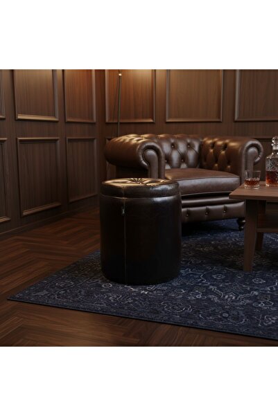 Framgan Luxury Deri Puf A Kalite Vintage Düğmeli Tasarım