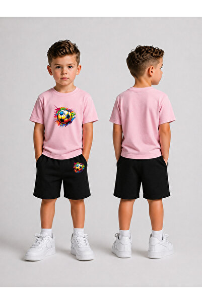 LORVEX Set tricou și pantaloni scurți pentru copii, combinație de vară din bu...