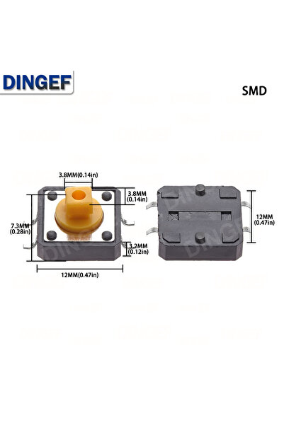 Choice3 10 قطع زر ضغط لمسي صغير 12X12X7.3 مم للوحة الدوائر المطبوعة (PCB) DIP...