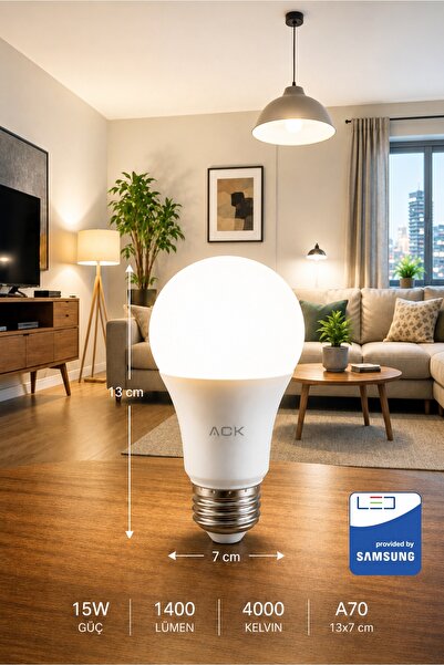 Aryes 15W LED Ampul E27 4000 Kelvin Doğal Günışığı Güçlü Aydınlatma
