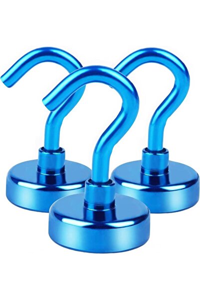 Choice3 3 قطع خطافات مغناطيسية زرقاء، خطافات مغناطيسية قوية بقدرة 25 رطلاً لل...