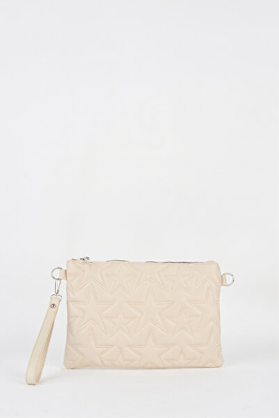 Vivaq Women's Cream Star Embroidered Faux Leather Portfolio Handbag and Clutc...