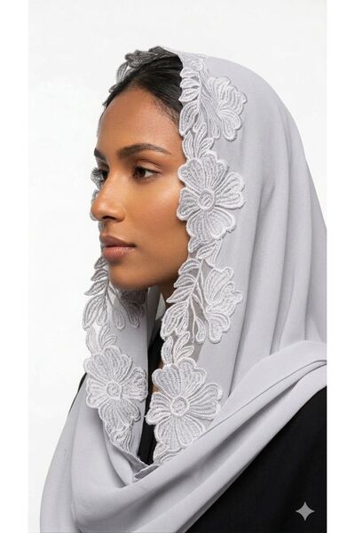 Veil Designer طرحة نسايم ورد بوال ياباني بتطريز ورد علي الثلاثة اطراف 190*60