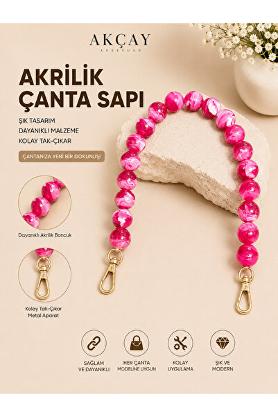 Akçay Aksesuar AKRİLİK ÇANTA SAPI YUVARLAK DESENLİ