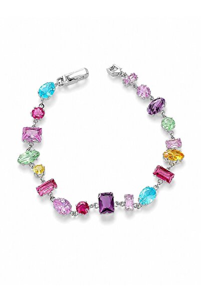 serelya Mixed Color Crystal Stone Cut Gold Color Gema Women's Bracelet