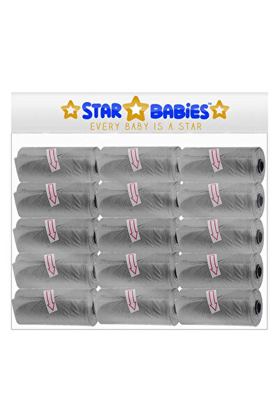 STAR BABiES حقيبة حفاضات معطرة تحتوي على 15/225 كيس - رمادي