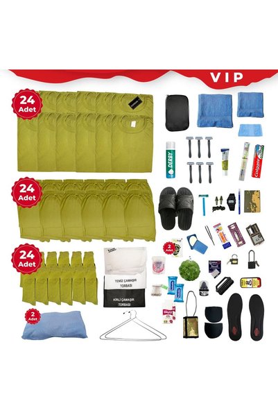 KORDAK 24'lü VIP Bedelli Asker Seti - Asker Tabanlığı Yastık Kılıfı Bot Vatkası