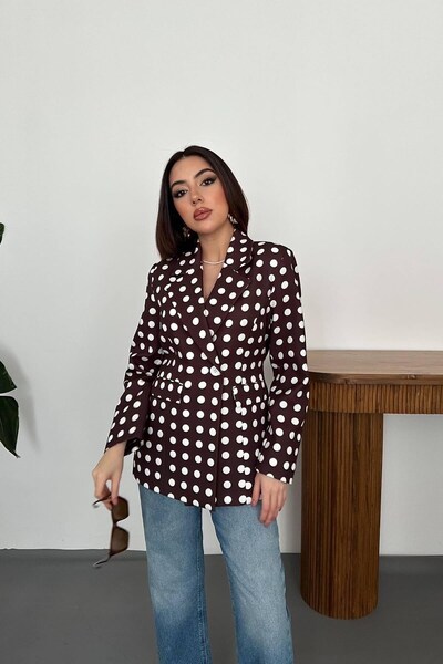 ozelia Brown Polka Dot Blazer Jacket