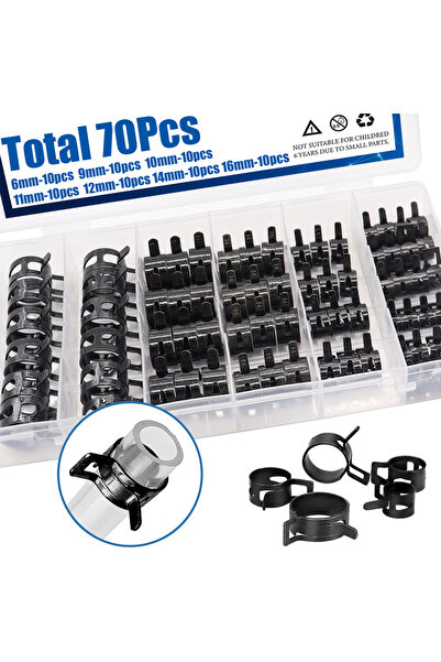 Choice Black 70Pcs 6-16mm 7Size Q673B Vacuum Spring Fuel Oil Water CPU Hose C...