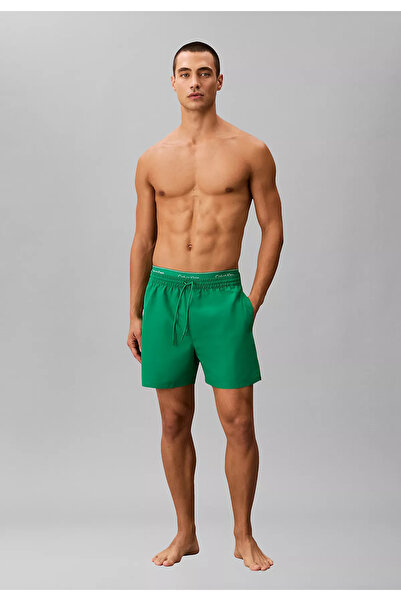 Calvin Klein Men's Regular Cut Quick-Dry Fabric Green Swim Shorts