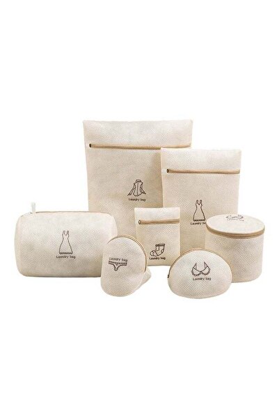Generic 7-Pack Laundry Mesh Bags Beige 50 x 40cm