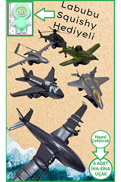 OYUNCAKSAHİLİ Uçak Set 6 Adet Çekbırak Savaş Siha Helikopter Oyuncak 1 Adet S...