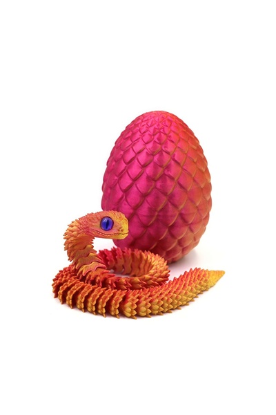 Choice3 Golden red 3D printed snake and surprise egg set-desktop decoration, ...