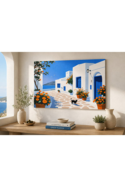 Mgi Design Πίνακας σε καμβά με θέα στους δρόμους της Σαντορίνης – Διακοσμητικ...
