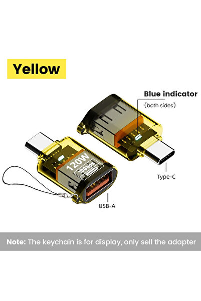 Choice Yellow A to C 120W Type C To USB A OTG Adapter USB 3.2 to Type C Fast ...