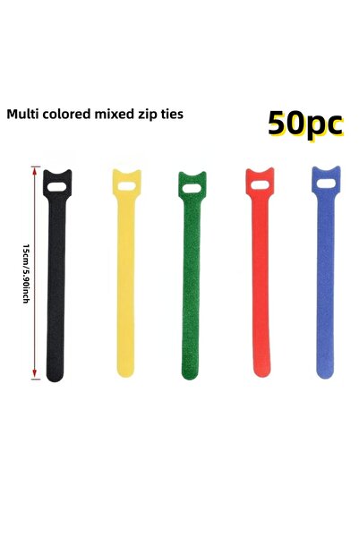 Choice10 multicolored50pc Reusable Velcro ties, adjustable ropes, wire and ca...