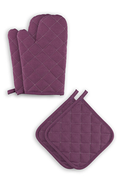 Casasro Waterproof Checkerboard Set - Pack of 4 (Apron + Gloves + Holders)