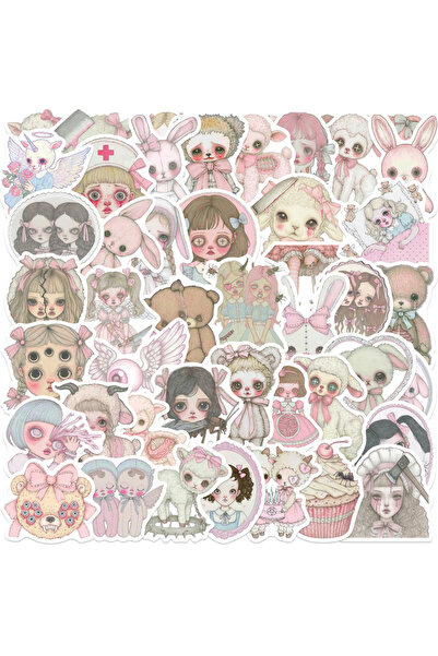 Choice 50PCS 50PCS Pink Grotesque Bizarre Girl Horror Graffiti Stickers Phone...