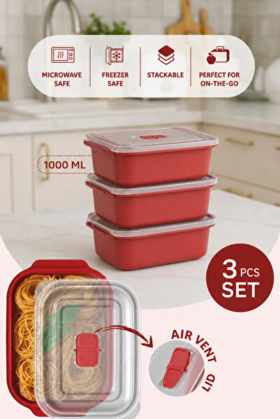 DBR Set of 3 Food Casseroles 1000ML – BPA Free, Microwave and Freezer Compati...