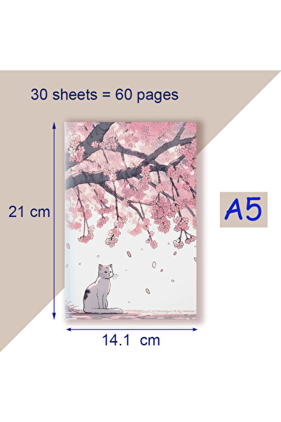 Choice1 A5 - lined pages 536-2 A5 Notebooks - Cat Sakura Garden Tree - Japane...