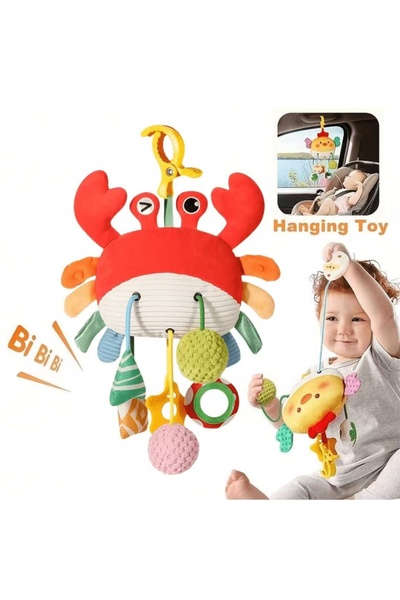 Choice Crab Soft and cute plush baby crab stroller hanging rattle toy, suitab...